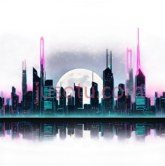 夜空,霓虹,夜景,城市天际线PNG