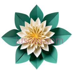 纸花,折纸,黄色,绿色, PNG
