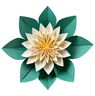 纸花,折纸,黄色,绿色, PNG