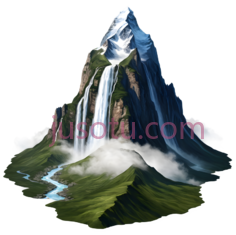 山峰,插画,蓝色,绿色,白色PNG