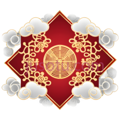 中国结,中式,红色,金色PNG