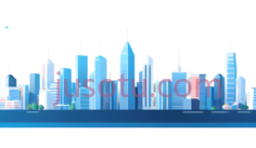 城市天际线,现代,蓝色调PNG