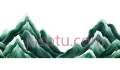 山脉,水墨画,绿色PNG
