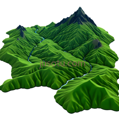 山脉,3D渲染,绿色, PNG