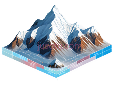 冰山,立体,白色,蓝色,红色, PNG