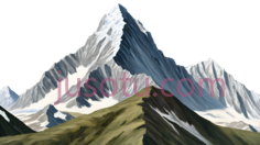山峰,插画,白色,绿色,黑色PNG