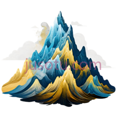 山峰,插画,蓝色,黄色PNG