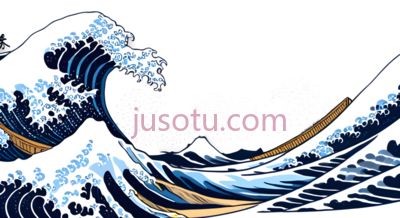 海浪,浮世绘,白色,蓝色,黑色, PNG