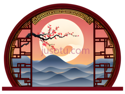 窗花,中式,红色,粉色,蓝色,黄色, PNG