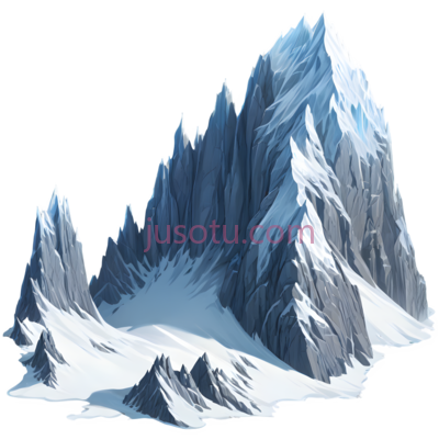 雪山,插画,蓝色,白色, PNG