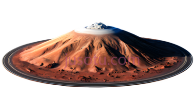 火山,3D渲染,橙色,白色, PNG