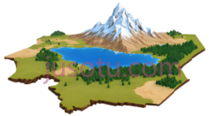 岛屿,卡通,绿色,蓝色,白色PNG