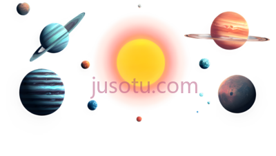 太阳,水星,金星,地球,火星,木星,土星,天王星,海王星,发光,小而圆,蓝色带条纹,红色带条纹,大而圆,大而圆带环,紫色,深蓝色, PNG
