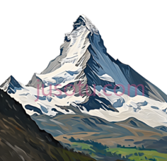 山峰,插画,白色, 蓝色, 绿色PNG