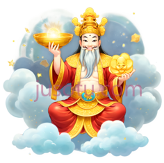 财神,天界,笑容,金色元宝PNG