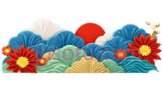 菊花,剪纸,红色,黄色,蓝色PNG