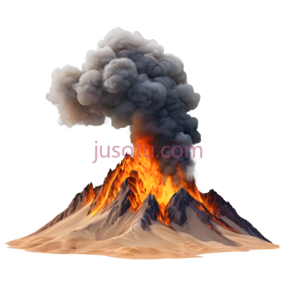 火山,插画,灰色,黑色,橙色, PNG