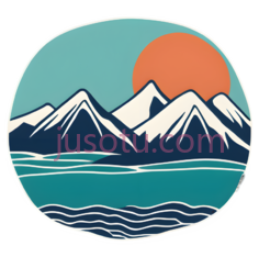 山脉,插画,白色,蓝色,橙色PNG