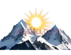 雪山,插画,白色, 黑色, 金黄色PNG