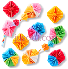 折纸,几何图案,红色,橙色,黄色,绿色,蓝色,紫色PNG
