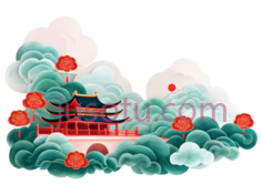 祥云,中国风,白色,绿色PNG