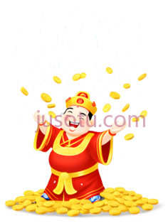 财神爷,卡通,红色,金色PNG