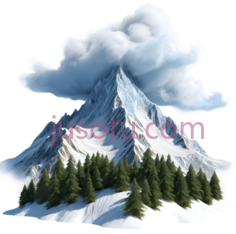 雪山,插画,白色, 蓝色, 绿色PNG