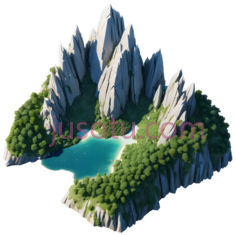 岛屿,卡通,绿色, 蓝色, 白色PNG