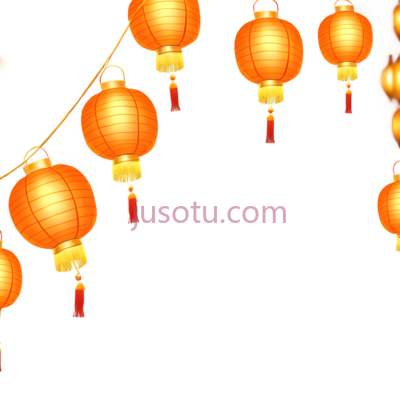 灯笼,中式,橙色, PNG