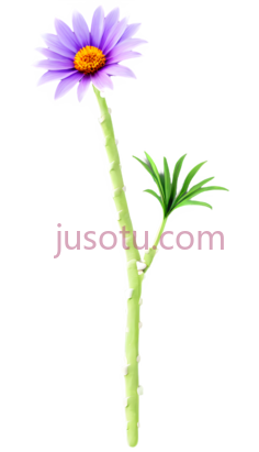 植物,卡通,绿色茎,紫色花瓣PNG