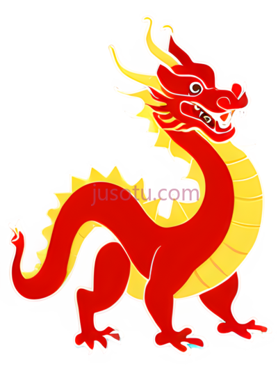 龙,卡通,红色,黄色, PNG