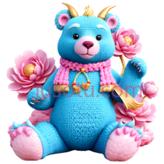 卡通熊,可爱,蓝色PNG