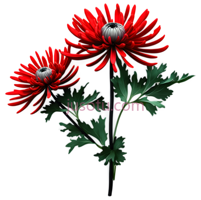 红,菊花, PNG