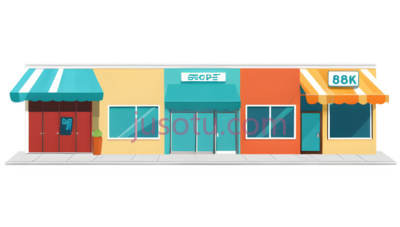 店铺,商店,卡通,红色,黄色,蓝色,绿色, PNG
