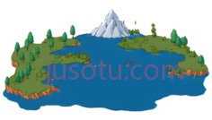 岛屿,卡通,蓝色,绿色,白色PNG