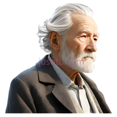 老人,3D,白色头发,胡子, PNG