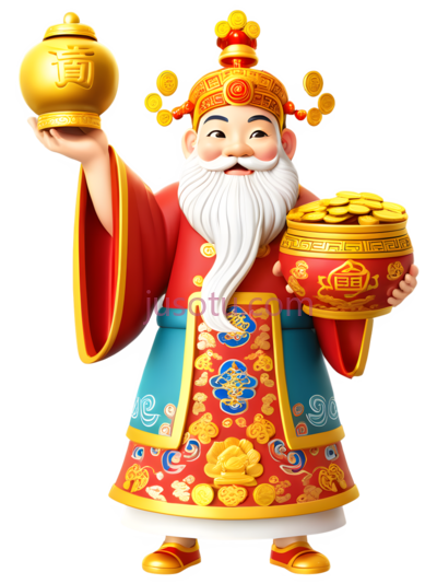 财神爷,白胡子, PNG