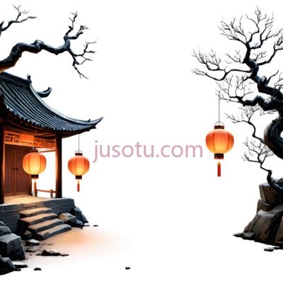 灯笼,古村落, PNG