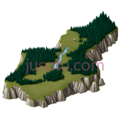 岛屿,卡通,绿色,白色,蓝色PNG