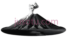 火山,黑白摄影,白色PNG