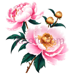 牡丹,插画,粉色PNG