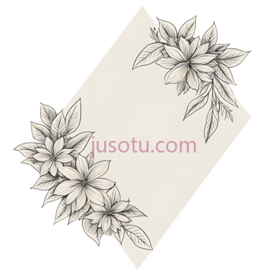 花朵,线条画,黑白, PNG