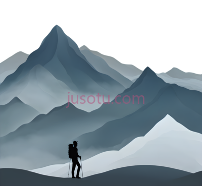 登山者,剪影,黑色, PNG