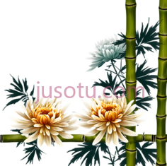 菊花,竹栅栏PNG