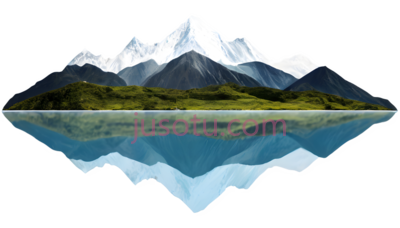 雪山,插画,白色,蓝色,绿色, PNG
