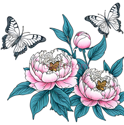 牡丹,蝴蝶, PNG