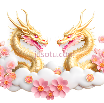龙,中国,金色, PNG