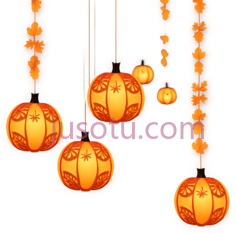 灯笼,枫叶,中国风,插画,黄色PNG