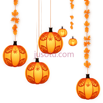灯笼,枫叶,中国风,插画,黄色, PNG