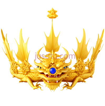 龙形头饰,皇家,金色, PNG